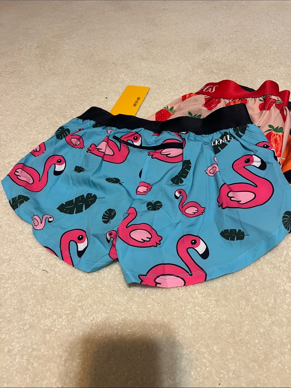 Chicknlegs Running Shorts - Flamingo, Strawberry & Ghost Prints - Picture 2 of 3